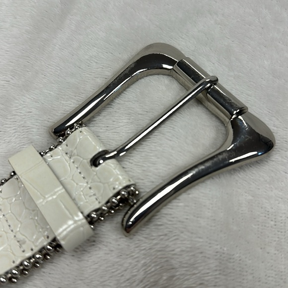 Beautiful White Rhinestones and Studs Belt Silver Buckle Western Sparkle XXL - Picture 4 of 6